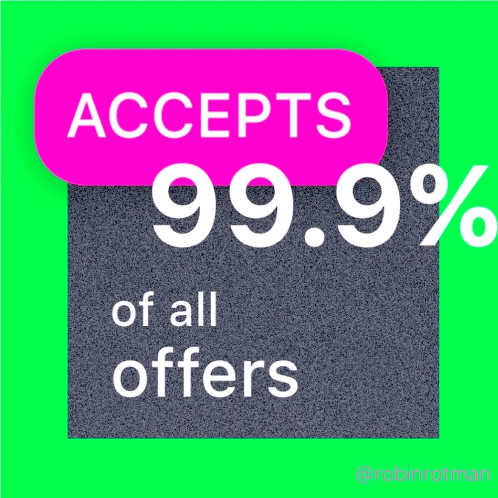 99.9 of all offers are accepted!!! This is a true closet cleanout!